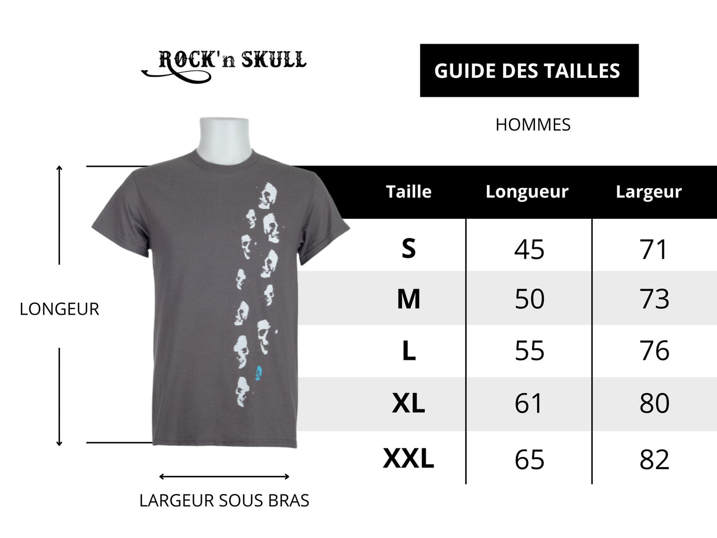 Tee-shirt Homme Rock'n Skull - L'original gris