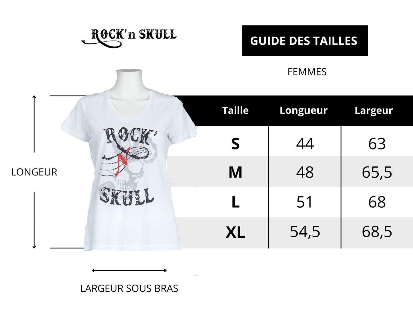 Tee-shirt Femme Rock'n Skull - L'original Blanc