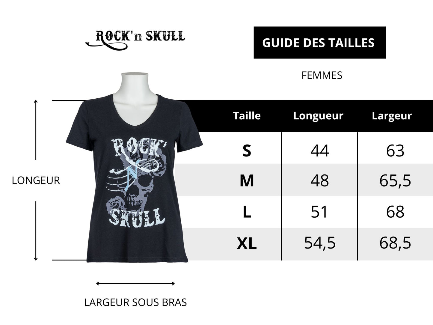 Tee-shirt Femme Rock'n Skull - L'original Noir