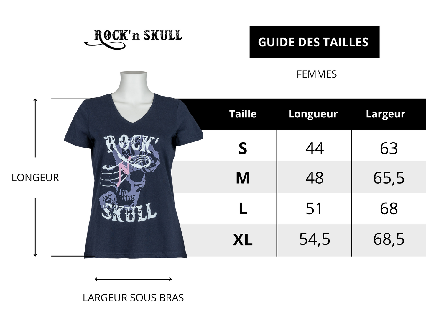 Tee-shirt Femme Rock'n Skull - L'original Bleu