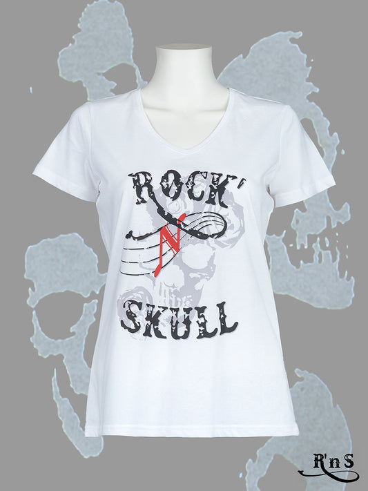 Tee-shirt Femme Rock'n Skull - L'original Blanc